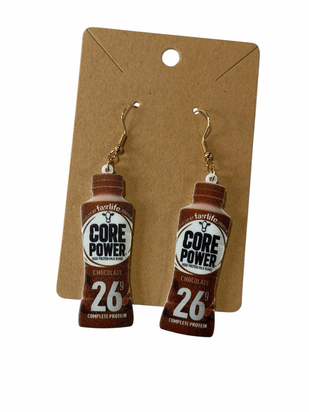 Chocolate Bottle Earrings - Brown Novelty Party Earrings